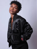 Wmns crop blk/blk ( love is blind ) bomber